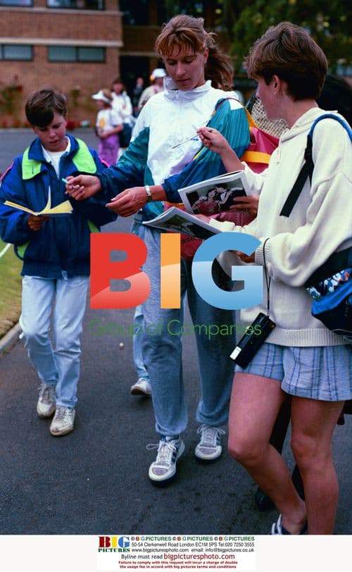 Steffi Graf Practicing at Wimbledon 1989