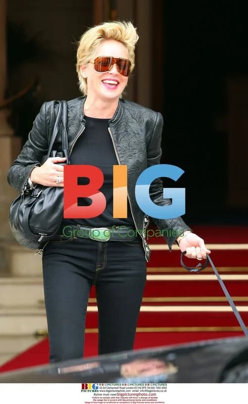 Sharon Stone with Dachshund in Paris