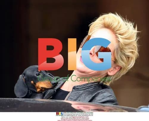 Sharon Stone with Dachshund in Paris