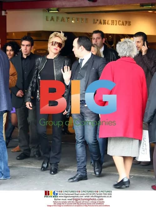 Sharon Stone with dachshund in Paris