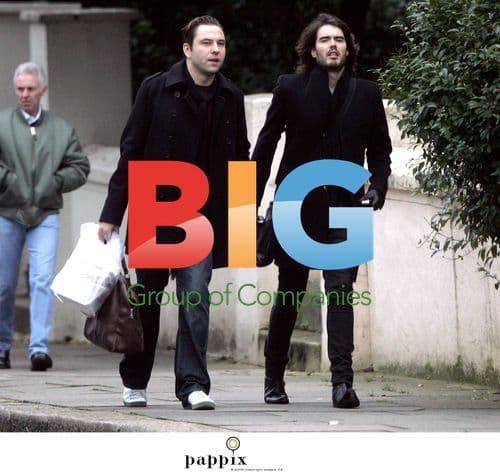 David Walliams and Russell Brand strolling in London