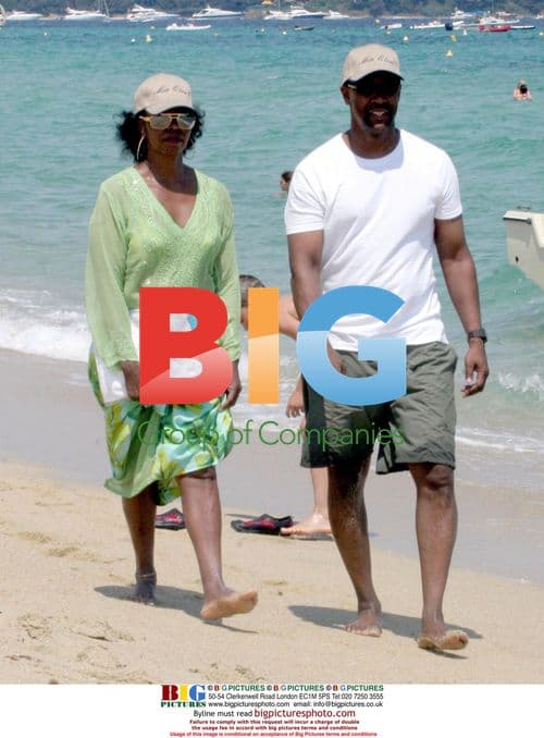 Denzel Washington and Wife on Beach