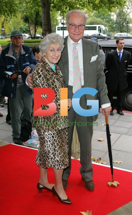 Actors Frank Thornton and partner at Wendy Richards tribute