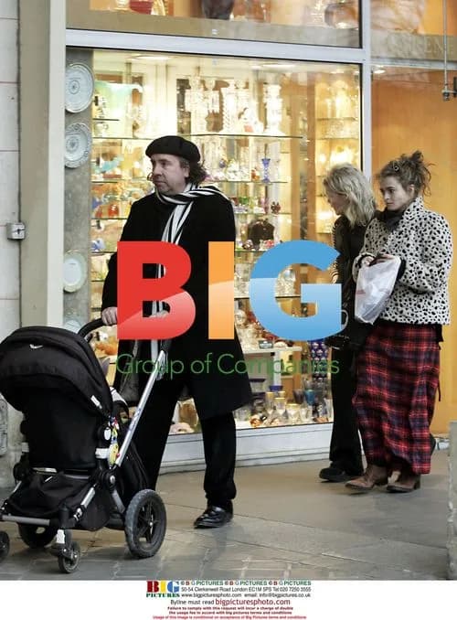 Tim Burton and Helena Bonham-Carter with baby in Paris