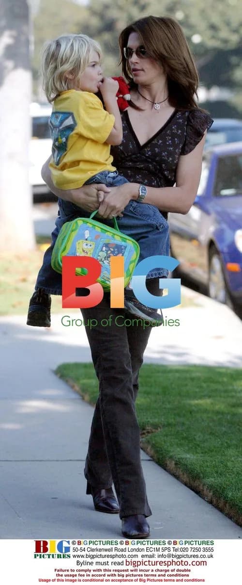 Cindy Crawford's son Presley enjoys being carried to school