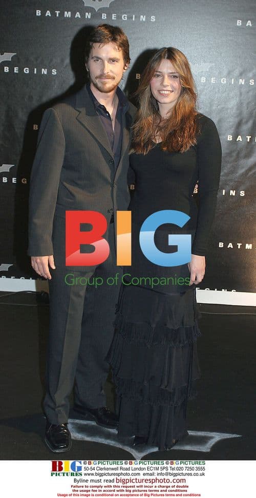Katie Holmes and Christian Bale at Batman Begins Premiere
