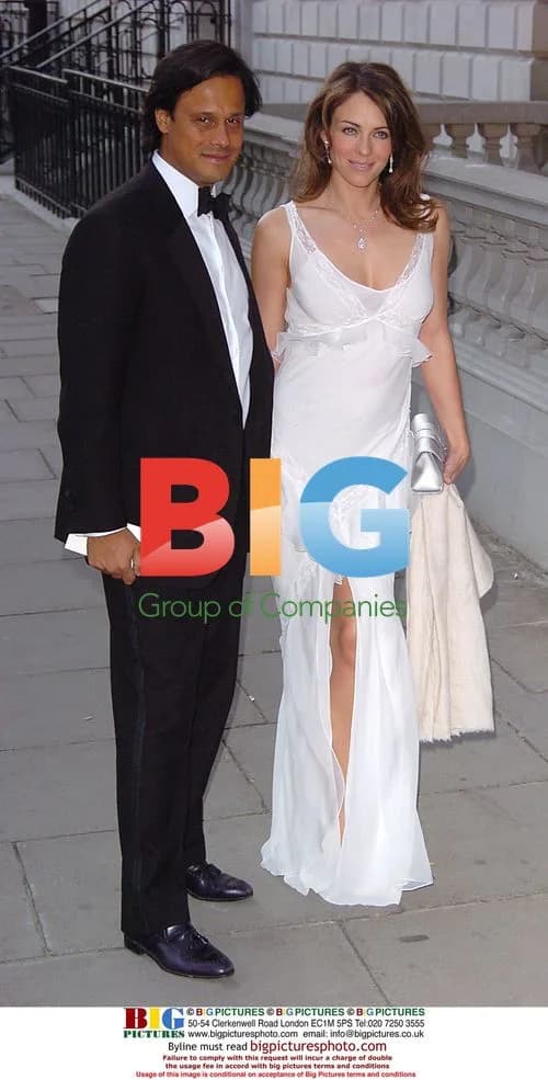 Liz Hurley and Arun Nayar leaving Ferragamo event