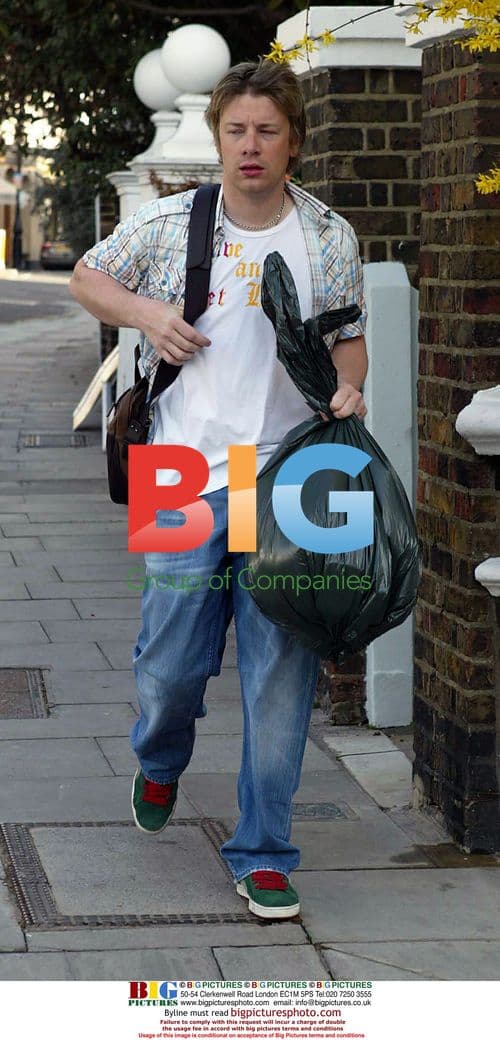 Jamie Oliver taking out the trash