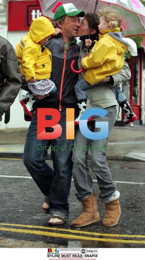 Jamie Oliver Spends Rainy Day with Family in London