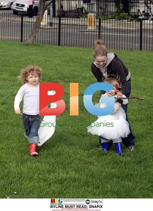 Jools Oliver with daughters at park
