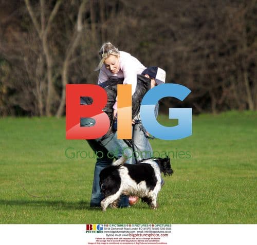 Casualty actress Leanne Wilson and fiance Keith Whallett walk dog