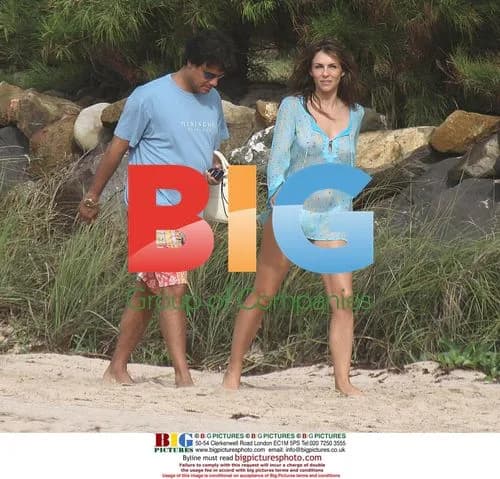 Elizabeth Hurley on Holiday Shooting Swimwear Line