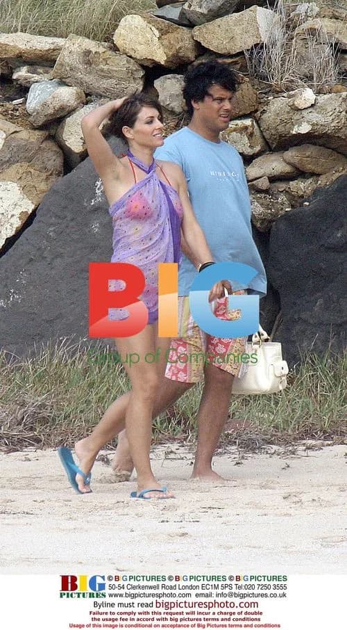 Elizabeth Hurley Promoting Swimwear Line in St Barths