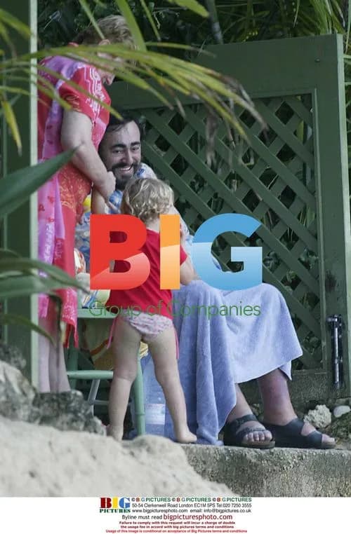 Pavarotti Relaxing with Family on Caribbean Beach