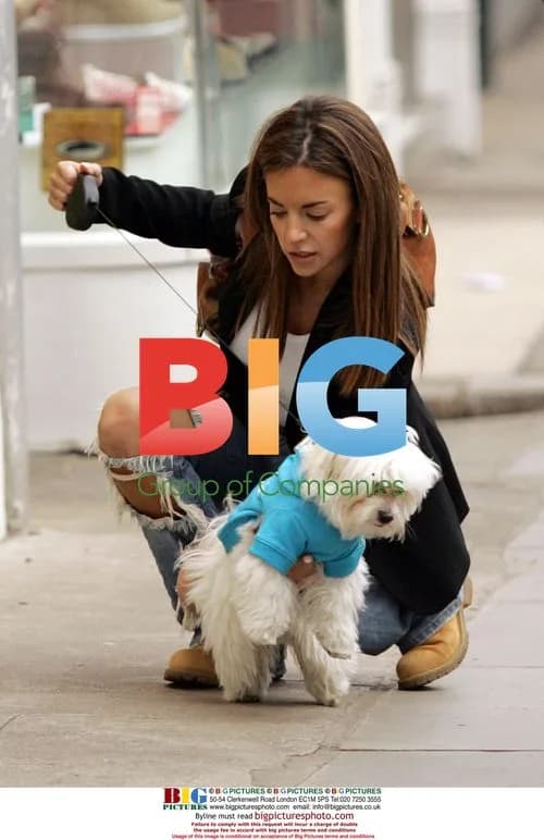 Glamour model Lucy Becker shopping with dog