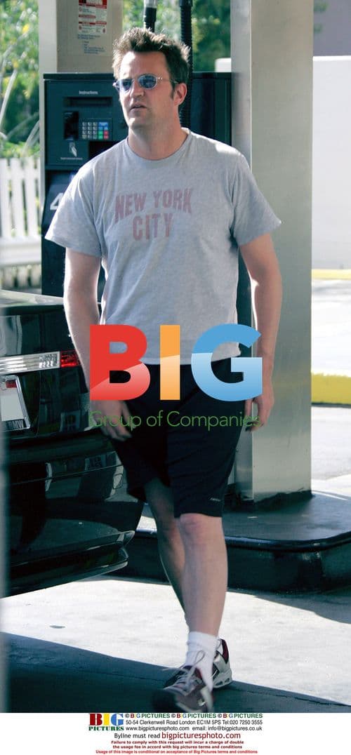 Matthew Perry pumping gas in West Hollywood