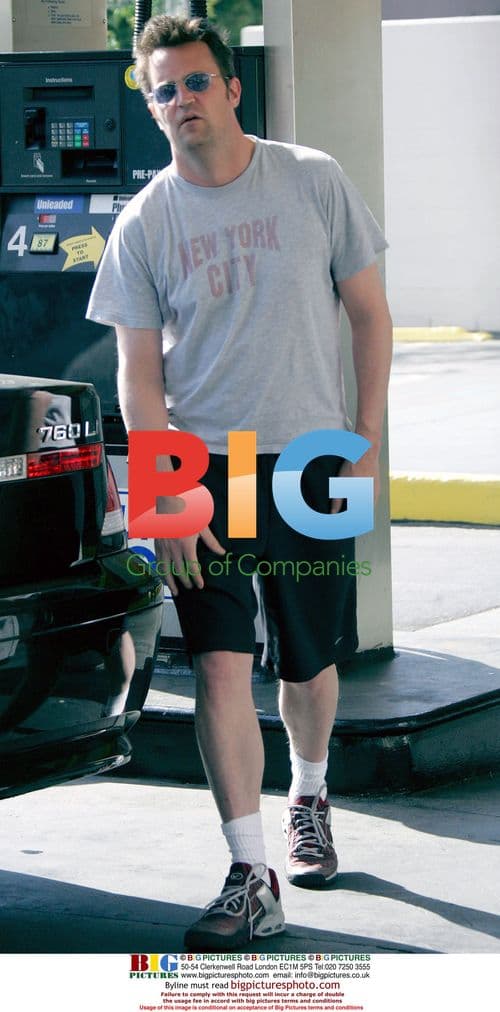 Matthew Perry pumping gas in West Hollywood
