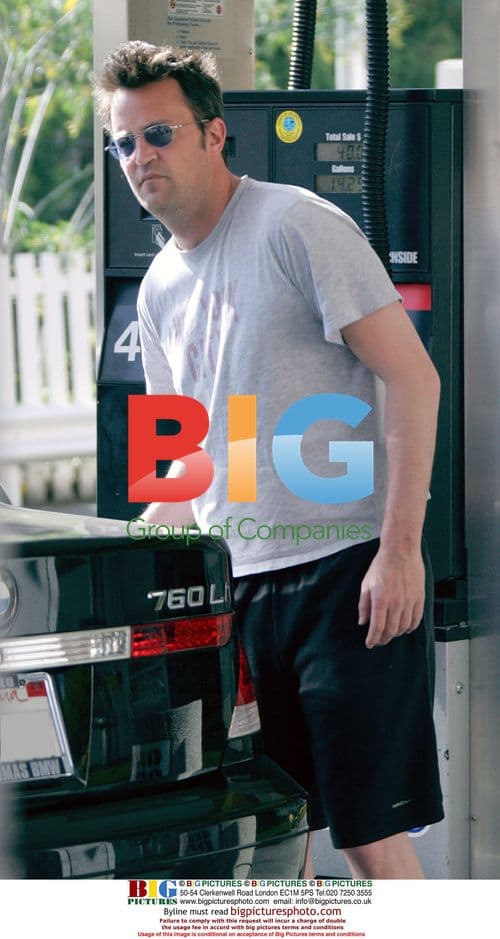 Matthew Perry pumping gas in West Hollywood