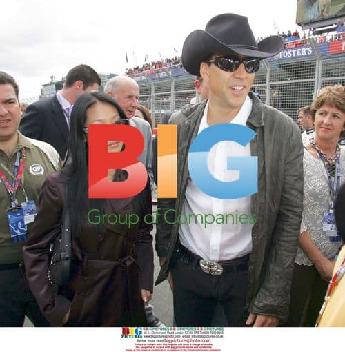 Nicholas Cage and wife at Australian Grand Prix
