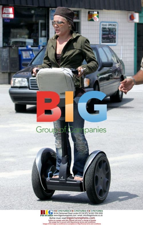 Singer Pink rides Segway in Venice Beach
