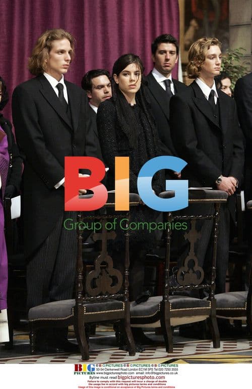 Princess Charlotte, Prince Pierre and Andrea Grimaldi at Prince Rainier III Funeral