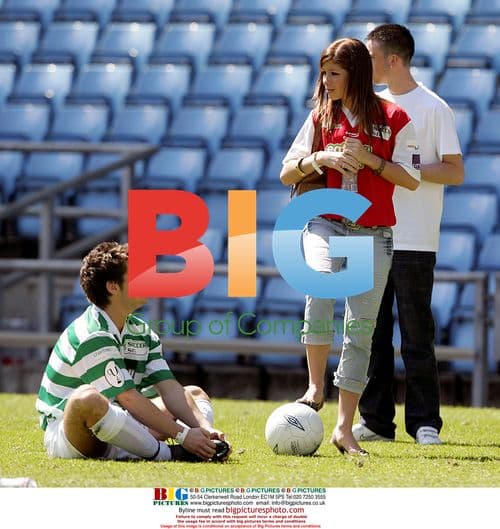 Corrie's Danny Young and Nikky Sanderson at Celebrity Soccer Six