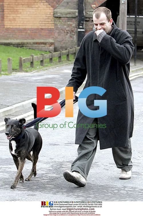 Simon Gregson walks dog on Coronation Street break