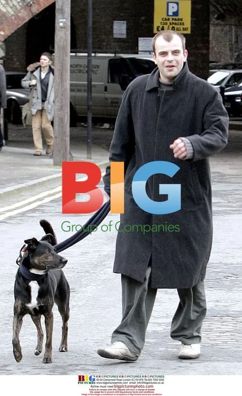 Simon Gregson walking dog on break from Coronation Street