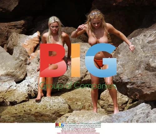 Glamour Models Tara and Delta on Rocks in Spain
