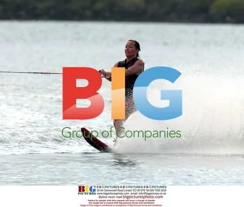 Tara Palmer Tompkinson water skiing in Mauritius