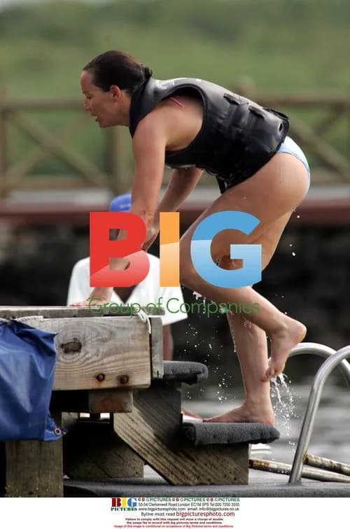Tara Palmer Tompkinson water skiing in Mauritius