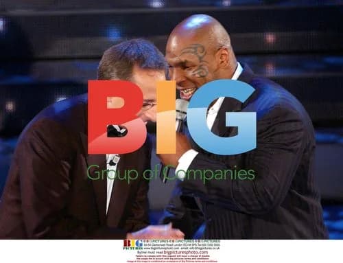 Mike Tyson and Paolo Bonolis at Sanremo Festival