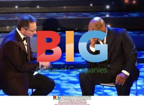 Mike Tyson and Paolo Bonolis at Sanremo Festival