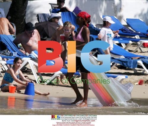 Whitney Houston on holiday in Barbados
