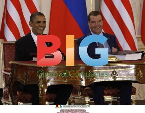 Obama and Medvedev at START Treaty Signing