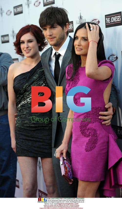 Rumer Willis, Ashton Kutcher and Demi Moore at 'The Joneses' Premiere