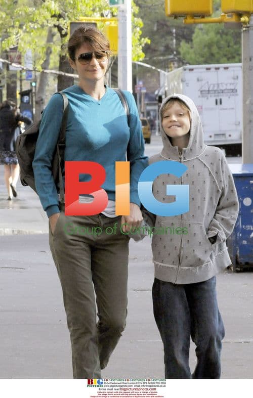 Helena Christensen and son in NYC