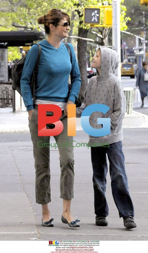 Helena Christensen & son in NYC