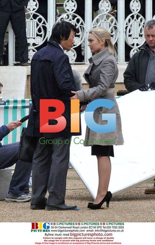 Sophia Myles filming 'Spooks'