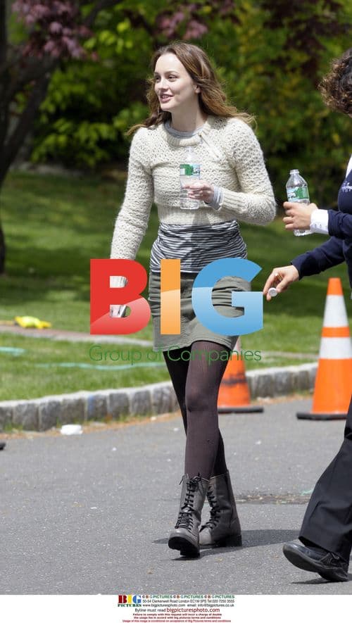 Leighton Meester on Set of 'The Oranges'