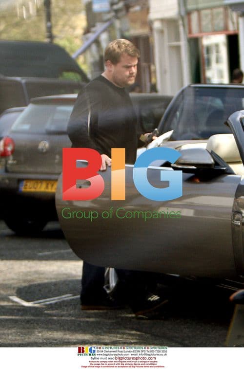 James Corden driving to pie shop