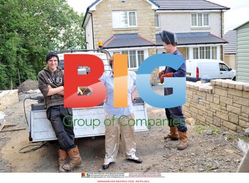 Susan Boyle with Workmen in Scotland