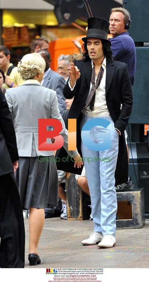 Russell Brand and Helen Mirren film "Arthur" in NYC