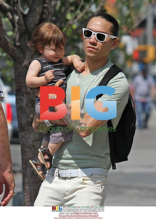 Taboo and son leave hotel in NYC