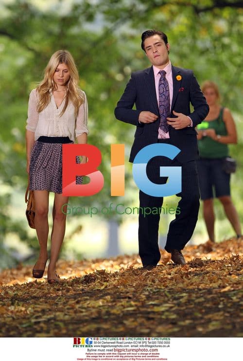 Ed Westwick and Clemence Poesy filming 'Gossip Girl'