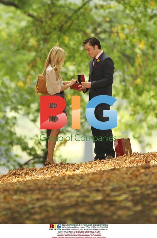 Ed Westwick and Clemence Poesy filming 'Gossip Girl'