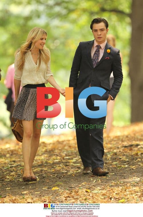 Ed Westwick and Clemence Poesy on 'Gossip Girl' set