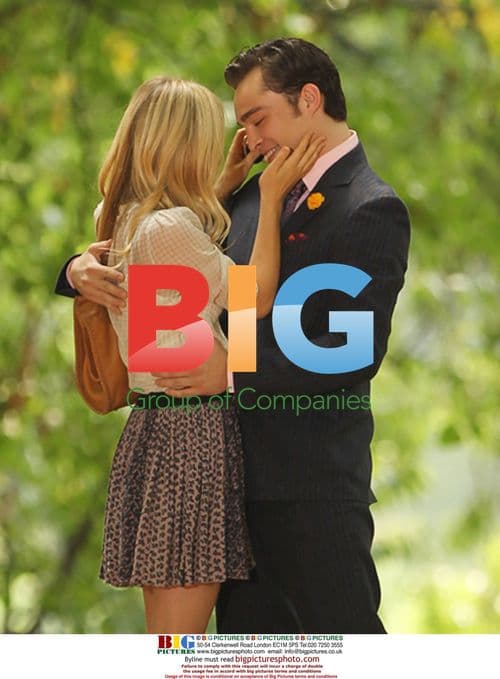 Ed Westwick and Clemence Poesy filming 'Gossip Girl'