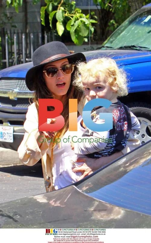 Ashlee Simpson and son at kids party