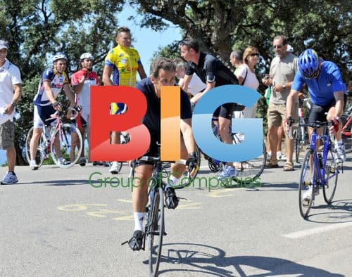 Nicolas Sarkozy with sons at mountain pass